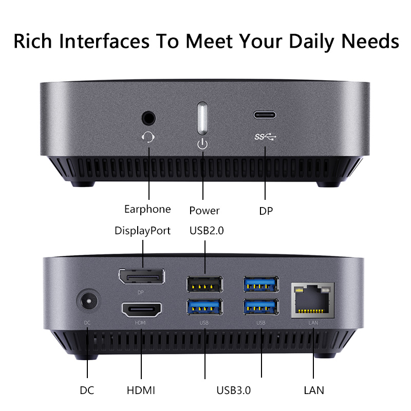 SA02 mini computer host, embedded industrial computer host, HTPC  Supporting dual screen dual display of DP+HDMI1 in the system, AMD Athlon 300U/Ryzen ™ 3300U/3500U/3700U/3750H 