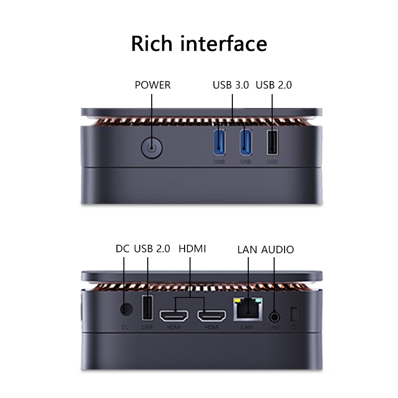 SG1Plus Mini Computer Host Embedded Industrial Control Computer Host HTPC Selection N95/N100 Supports Dual Band WIFI with Atmosphere Light 